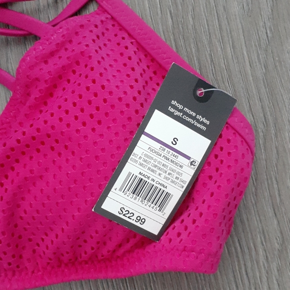 NWT Mossimo Hot Pink Strappy Halter Bikini Top - Picture 2 of 5